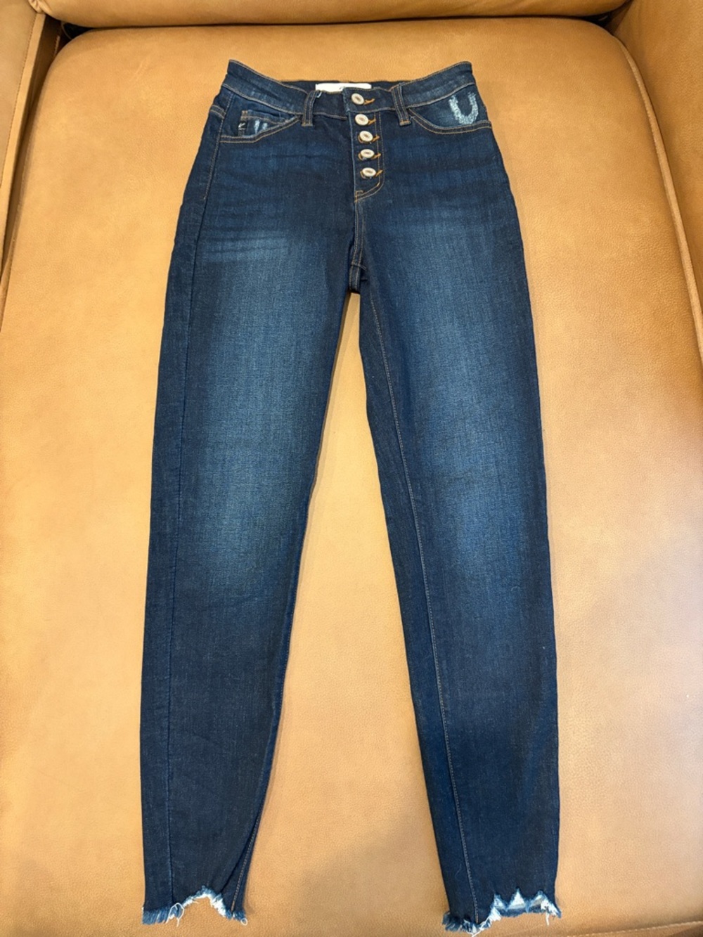 KanCan Dark Blue High-Rise Button-Fly Skinny Jeans